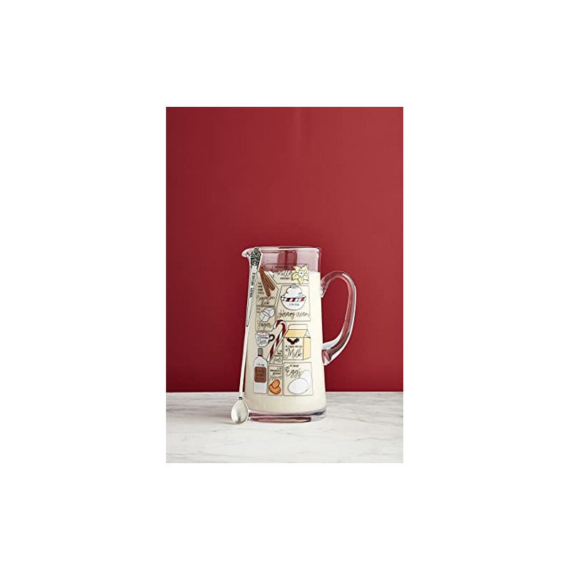 Mud Pie Christmas Eggnog Ingredients Pitcher Set, pitcher 67 oz