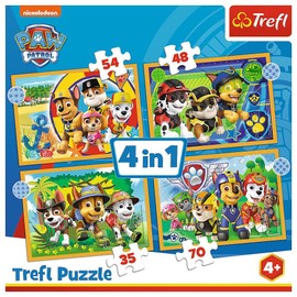 Trefl 34395 4 in 1 Holiday Psi Patrol Puzzle, Colourful, OD 4 LAT
