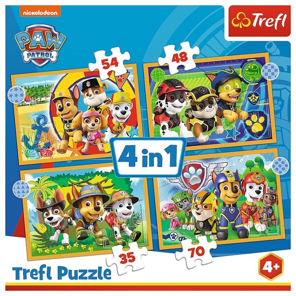 Trefl 34395 4 in 1 Holiday Psi Patrol Puzzle, Colourful,