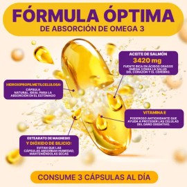 Omega 3 3420 Mg Con Vitamina E Con Epa Y Dha 60 Cápsulas Sabor Sin sabor