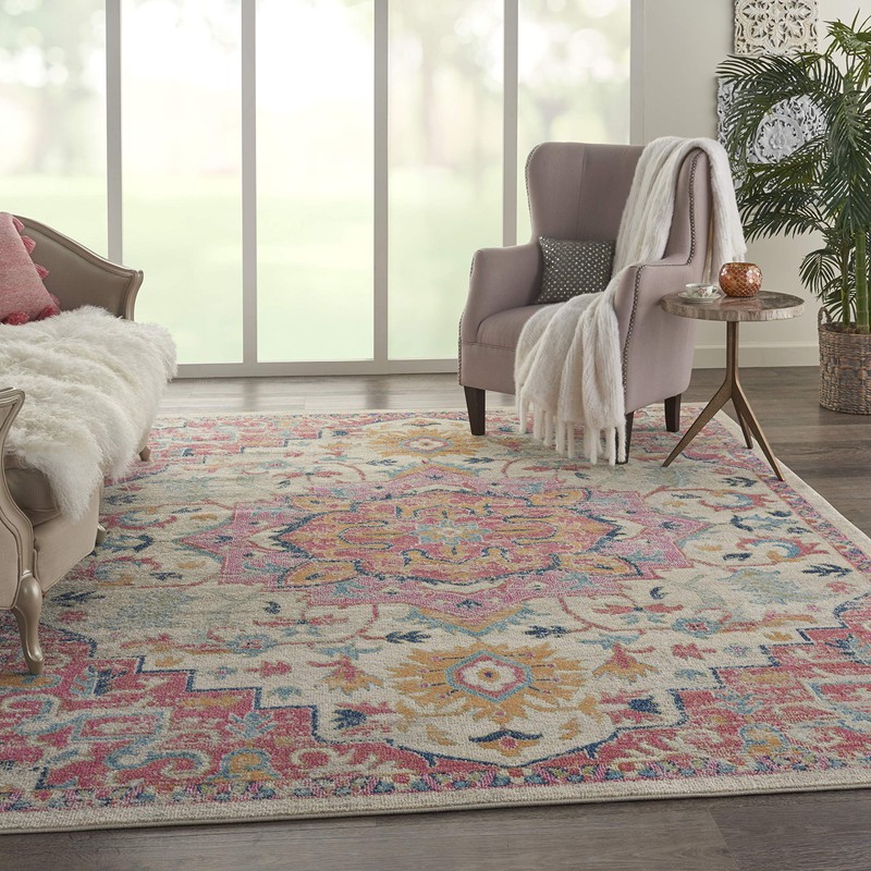 Nourison Passion Transitional Bohemian Ivory/Pink 8'x 10' Area Rug (8'