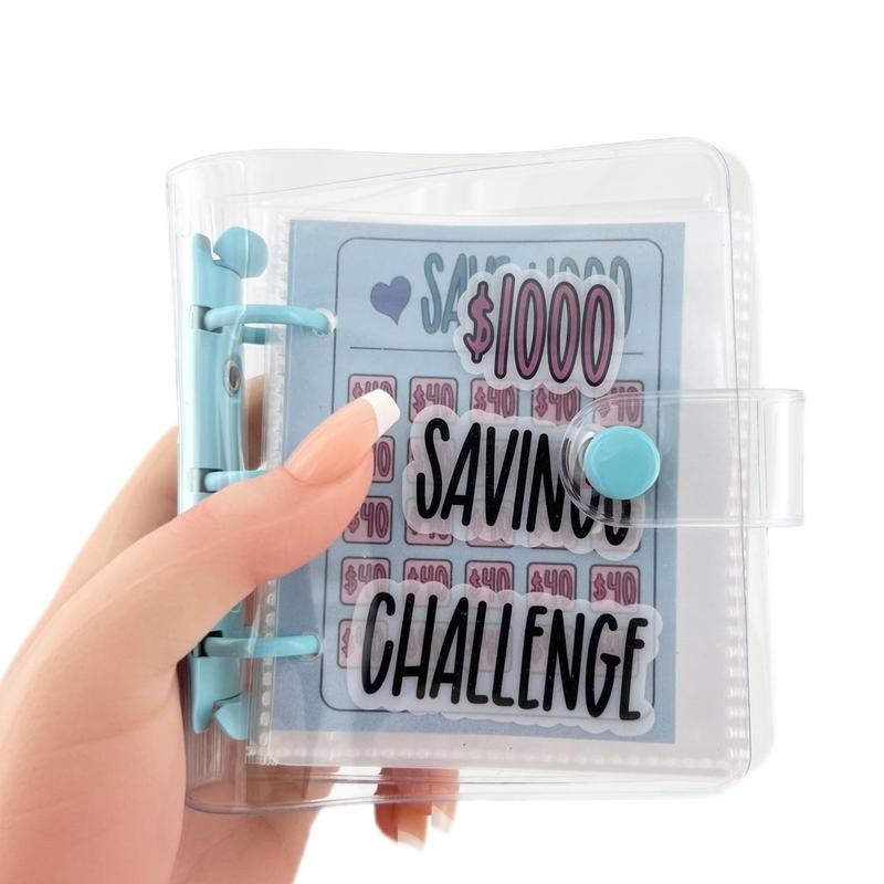 Saving Challenge Book $1000, 3 Ring Binder Clear Cover Money