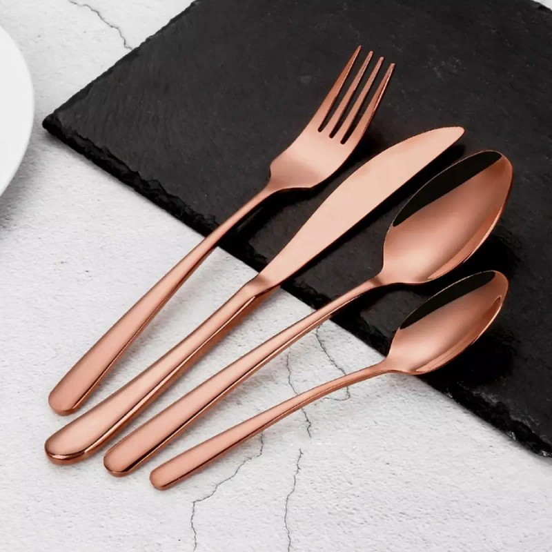 KASABLANCA Juego De Cubiertos De Acero Inoxidable Rosa 16 Pzas