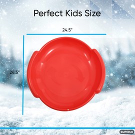 Superio Round Snow Saucer Sleds- 24” Plastic Disc Sleds for Kids and Adults- Heavy Duty Sled Discs with Handles for Downhill Sledding, Winter Outdoor Sports, (Green, Red, Purple, Fucshia)