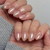 SXVME Chrome Nude Press on Nails Short Oval, Short False