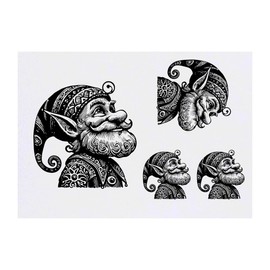 4 x 'Christmas Elf' Temporary Tattoos - Water Resistant, Skin-Safe, Non-Toxic Transfers, Mixed Sizes (TO00080344)