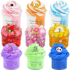 9 Pack Slime Kit, with 3 Jelly Cube Crunchy & 6 Butter Slime, Soft and Non-Sticky for Girls Boys Party Gift, Stress Kids Relief Toys - Classroom Reward, Party Supplies