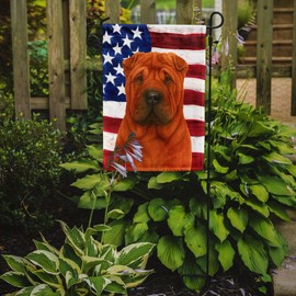 Caroline's Treasures Red Shar Pei American Flag Garden Flag Mailbox Flag Decorative Yard Flag Banner Outside Patio Artwork Yard Flower Beds, Garden Size, Multicolor