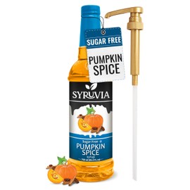 Syruvia Sugar Free Pumpkin Spice Syrup With Syrup Pump Dispenser – Pumpkin Spice Coffee Syrup Flavor, 25.4 fl oz, Kosher, Gluten Free, Perfect for Coffee, Drinks, Soda, Desserts, and More