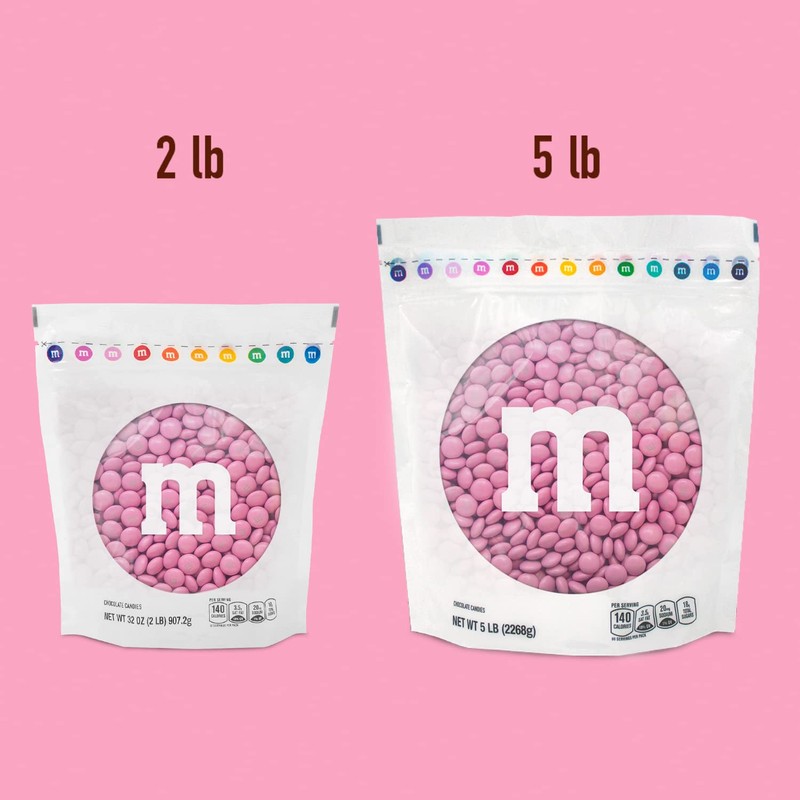 M&M’S Pink Milk Chocolate Candy, 2lbs of M&M'S in Resealable