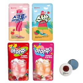 Korean Covenienve Store Drink Pouch Sampler Set - 5 PACK 10 PACK (grape, strawberry, blue lemonade, peach ice tea, shine muscat) + dalgaru yakgwa mirror (2024 SUMMER ADE 4 PACK)