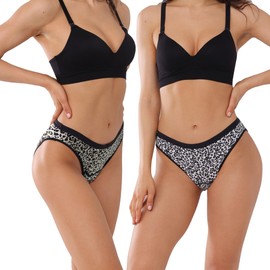 KARSWATT Washable Absorbent Urine Incontinence Underwear for Women, Leopard BIKINI Postpartum Panties for Bladder Leaks, 2 Pack (X-Large, Leopard A-Leopard B)