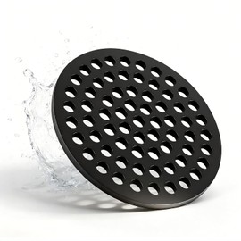 5.5 Inch Cast Iron Round Drain Cover, Heavy Duty Rust Proof Floor Drain Grate, Anti-Clog Replacement Drain Cover for Garage Basement Outdoor Patio, Fits 5.5" Drain Pipes, 1 Pack