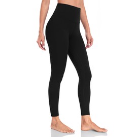 HeyNuts Yoga Pro 7/8 Leggings, High Waisted Soft Pants Buttery Workout Leggings Athletic Compression Yoga Pants 25'' Black L(12)