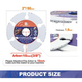 Carbide Multi Wheel 2inch - BRSCHNITT Wood Cutting Disc mini Angle Grinder 10mm Bore for Cutting Wood, Copper, Aluminum, Plastic and Soft Metal