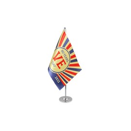 Flagtex VE Day Satin Table Flag (A) Commemorative Flag, VE Day Flag, Memorial Flag, Vintage Flag, VE Day Decorations, British Flag, Historical Flag