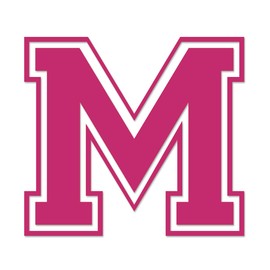 Applicable Pun Varsity Letter M - Vinyl Decal for Outdoor Use on Cars, ATV, Boats, Windows and More - Hot Pink (Magenta) 11 Inches Tall