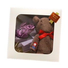 [yukari nature brand] Imabari Towel, Cute Handkerchief, Bear Towel, Towel, Gift, Flower Present, Transparent Gift Box, Bouquet, Gift Set, Birthday, Anniversary, 60th Birthday Gift, Wedding Gift, Baby