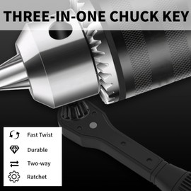 2 in 1 Drill Chuck Ratchet Wrench, 2 Sets Drill Chuck Ratchet Spanner Key Replacement Tool Suitable for Most and Power Tools with 3 Gears Of Different Specifications