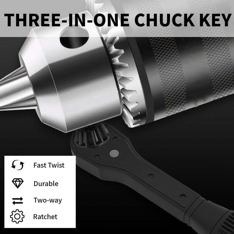 2 in 1 Drill Chuck Ratchet Wrench, 2 Sets Drill