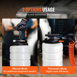 Happybuy Liquid Extractor, 4 Gallons (15 Liters), Air/Hand-Operated Oil Change Vacuum Liquid Extractor featuring a Measuring Rod and Absorption Hose, Oil Change Pump for Vacuum Discharge of Car Fluids