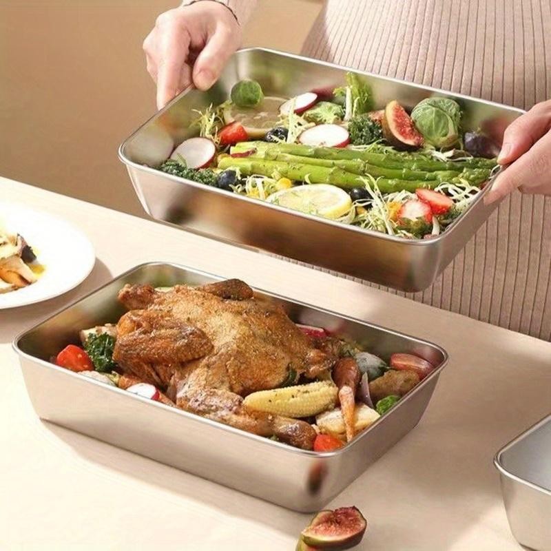 Stainless Steel Storage Container Set with Lid, Stackable Refrigerator Freezer