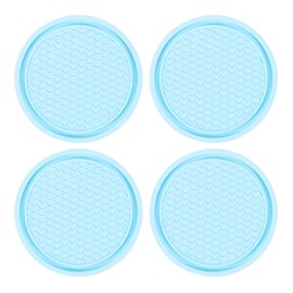 sourcing map 4pcs Car Cup Coasters Universal PVC Car Cup Mats Non-Slip Cup Holder Insert Coasters Car Interior Accessories, Sky Blue