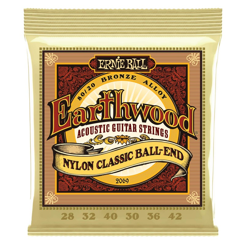 Ernie Ball Folk Nylon Clear & Gold Ball-End 80/20 Bronze
