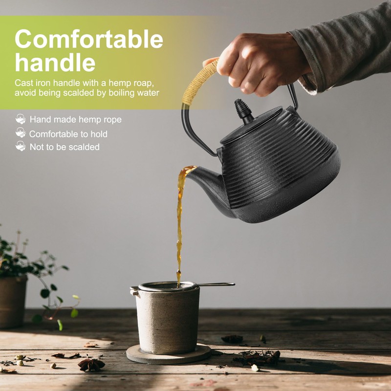 suyika Japanese Tetsubin Tea Kettle Cast Iron Teapot with Stainless