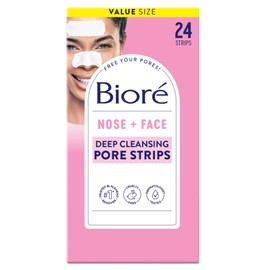 Bior Bior Nose+Face Blackhead Remover Strips, Deep Cleansing Strips for Nose, Chin, or Forehead, Instant Blackhead Removal and Pore Unclogging, Oil-free, Non-Comedogenic Use, Value Size 24 Count