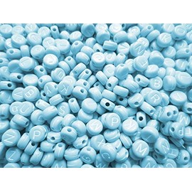 500pcs Alphabet Beads Round Flat Light Blue 7mm Craft Material Huey h1481s80