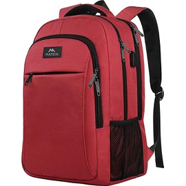 MATEIN Travel Laptop Backpack, 15.6 Inch Laptop Computer Backpack with Laptop Compartment USB Charging Port, Men Laptop Rucksack Anti Theft Water Resistant Work Office Bag for Women, Red