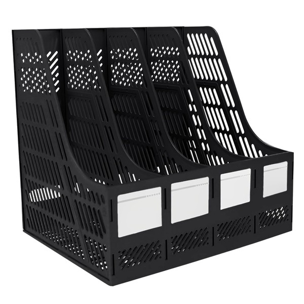 Elezeal A4 Magazine File Holder 4 Vertical Compartments Bookshelf Document