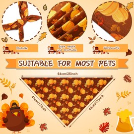 Sadnyy 40 Pcs Fall Dog Bandanas Bulk Thanksgiving Day Bibs Pumpkin Maple Leaves Triangle Reversible Dog Bandana Adjustable Pet Kerchief Scarf Washable Cat Scarf for Holiday Pets(L)
