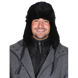 Harrys-Collection Men's Hat Made from the Finest Rabbit Fur Black or Grey, black