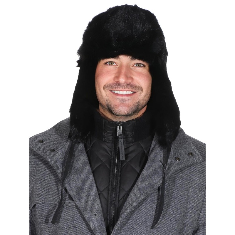 Harrys-Collection Men's Hat Made from the Finest Rabbit Fur Black