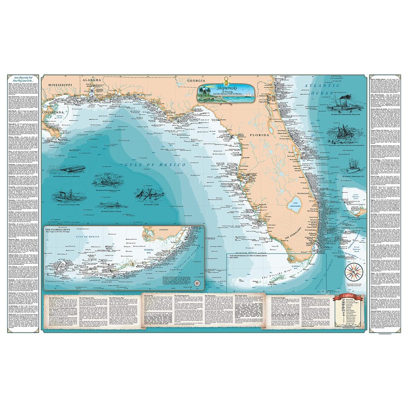 Beautiful Shipwreck Map of Florida and the Eastern Gulf of