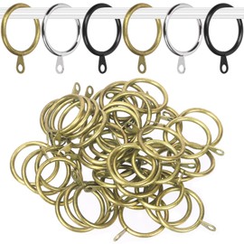 Rustark 40Pcs Bronze Curtain Rod Rings with Eyelets, 1.2" (30mm) Interior Diameter Curtain Drapery Rings with Eyelets Strong Curtain Ring Set for Window Bathroom Home