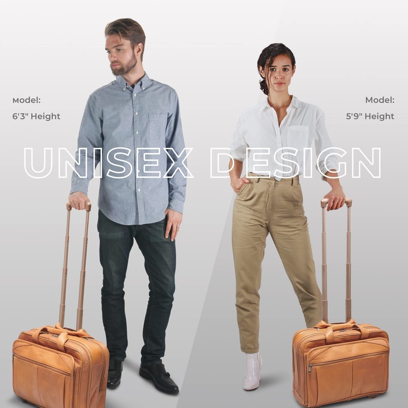 Solo Walker Leather Rolling Laptop Bag, Tan