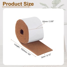 uxcell Felt Strips with Adhesive Backing, 2" x 60" x 0.12" Anti Scratch Furniture Felt Tapes Self-Stick Pads for Protecting Hardwood Floor, Light Brown