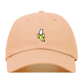 Bananas Baseball Hat, Embroidered Dad Cap, Unstructured Soft Cotton, Adjustable Strap Back (Multiple Colors) (Peach)