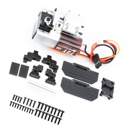 RCAWD SCX24 2 Two Speed Transmission Gearbox & 130 Motor & Shock Tower & Skid Plate for Axial 1/24 SCX24 AX24 Upgrades Part Silver
