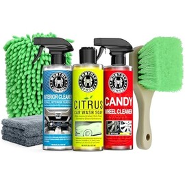 Car Wash Kit with Car Wash Soap Shampoo, Interior Cleaner, Wheel Cleaner, Car Detailing Cleaning Care Kit for Cars Trucks RVs SUVs Motorcycles Detailing Cleaning