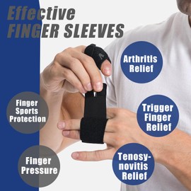 Vanzen Finger Splints, 2PCS Finger Buddy Straps, Compression Finger Wraps for Sport Basketball Tennis and Volleyball Badminton - Black, One Finger-L