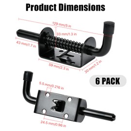 Lainballow 6 Pcs Barrel Bolt Latch Pin, 5 Inch Spring Loaded Latch Pin, 304 Stainless Steel Trailer Gate Spring Latch, Heavy Duty Spring Locking Barrel Bolt for Doors, Cabinets, Chests, Trailer Gate