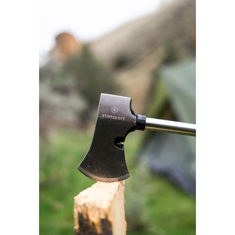 Stansport Rubber Handle Camp Axe/Hammer, Black, Silver, 13.25"" l x