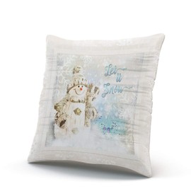 ONGING Decorative Throw Pillow Case Gray Blue and Ivory Christmas Cute Snowman with Snowflakes Pillowcase Cushion Cover One Side Design Printed Square Size 20x20 inch