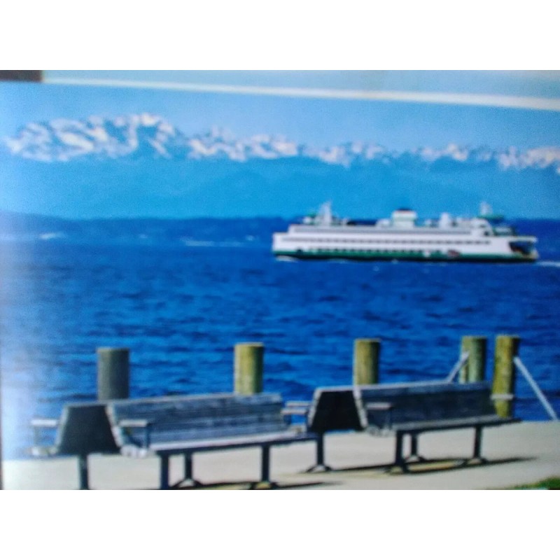 THE PACIFIC NORTHWEST CHROME POST CARD THE WATERFRONT SEATTLE JUMBO