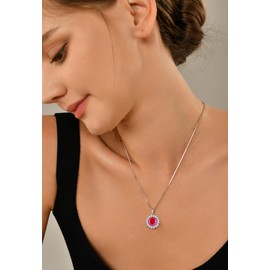 YL Rose cut Pendant Necklace for Women 925 Sterling Silver cut January Birthstone Garnet Pendant Jewellery Gifts for Wife Girlfriend