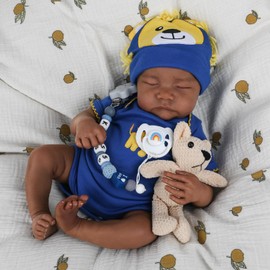 CHAREX Realistic Reborn Baby Dolls Black - 18 inch Newborn Baby African American, Soft Body Real Life Sleeping Baby Doll with Accessories Gift Set for Girls Boy Age 3+